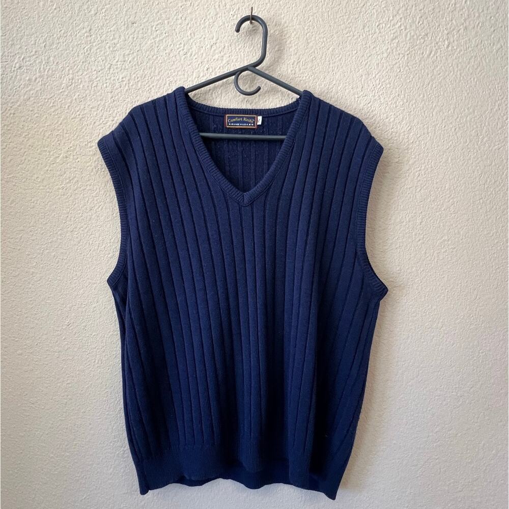 Vintage 80s/90s blue mens sweater vest size XL MADE IN USA